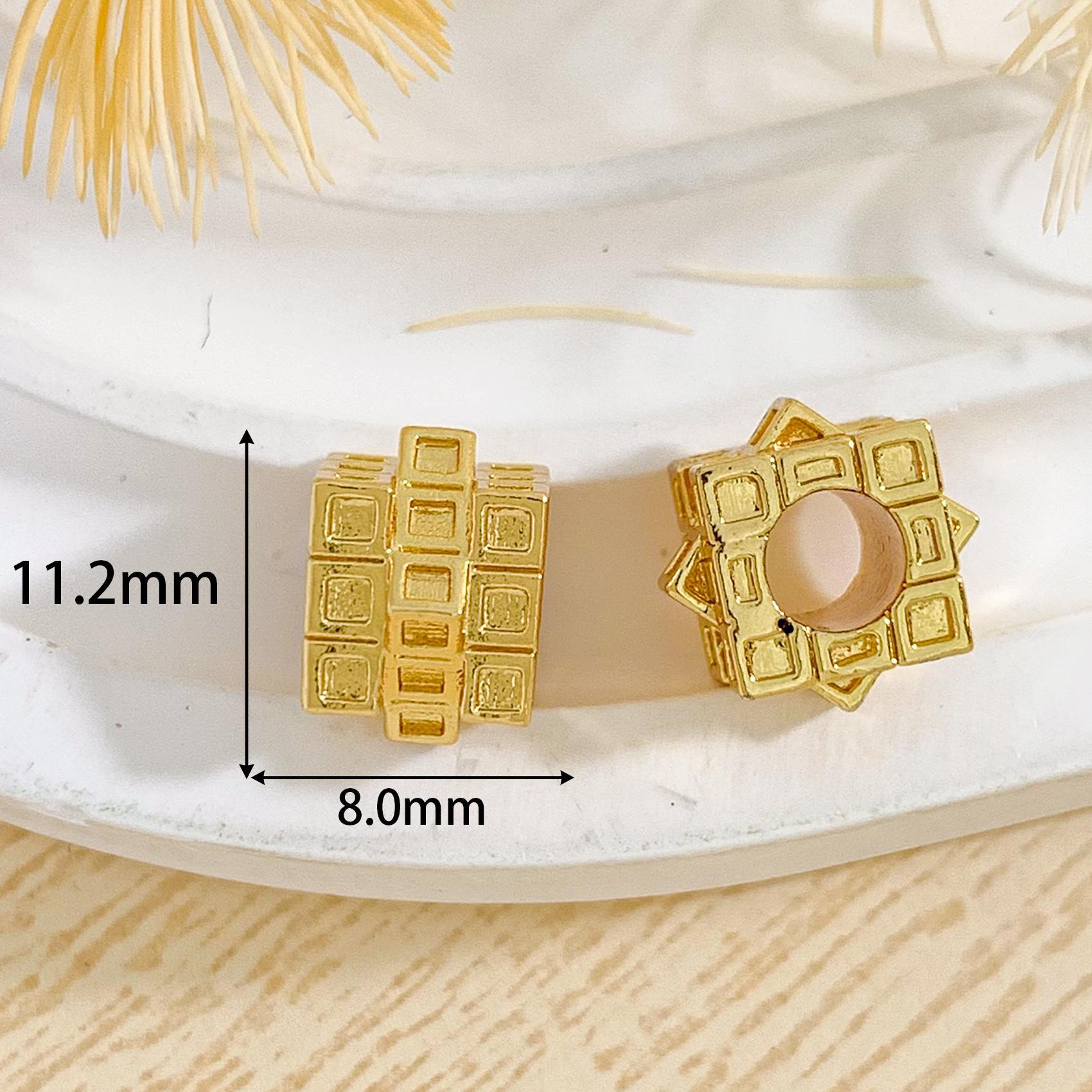 6:Cz165 rubik's cube square beads gold