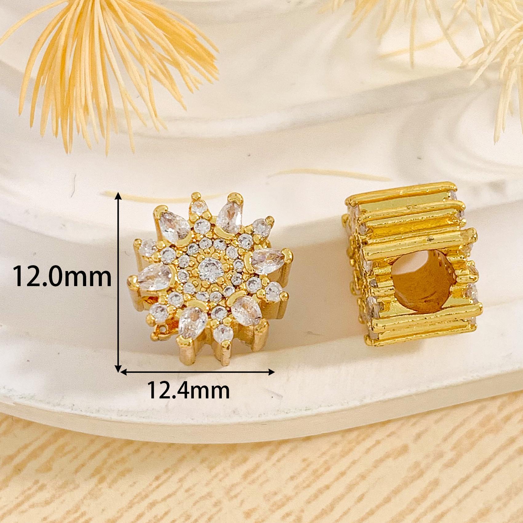8:Cz167 multi-petal flower beaded gold