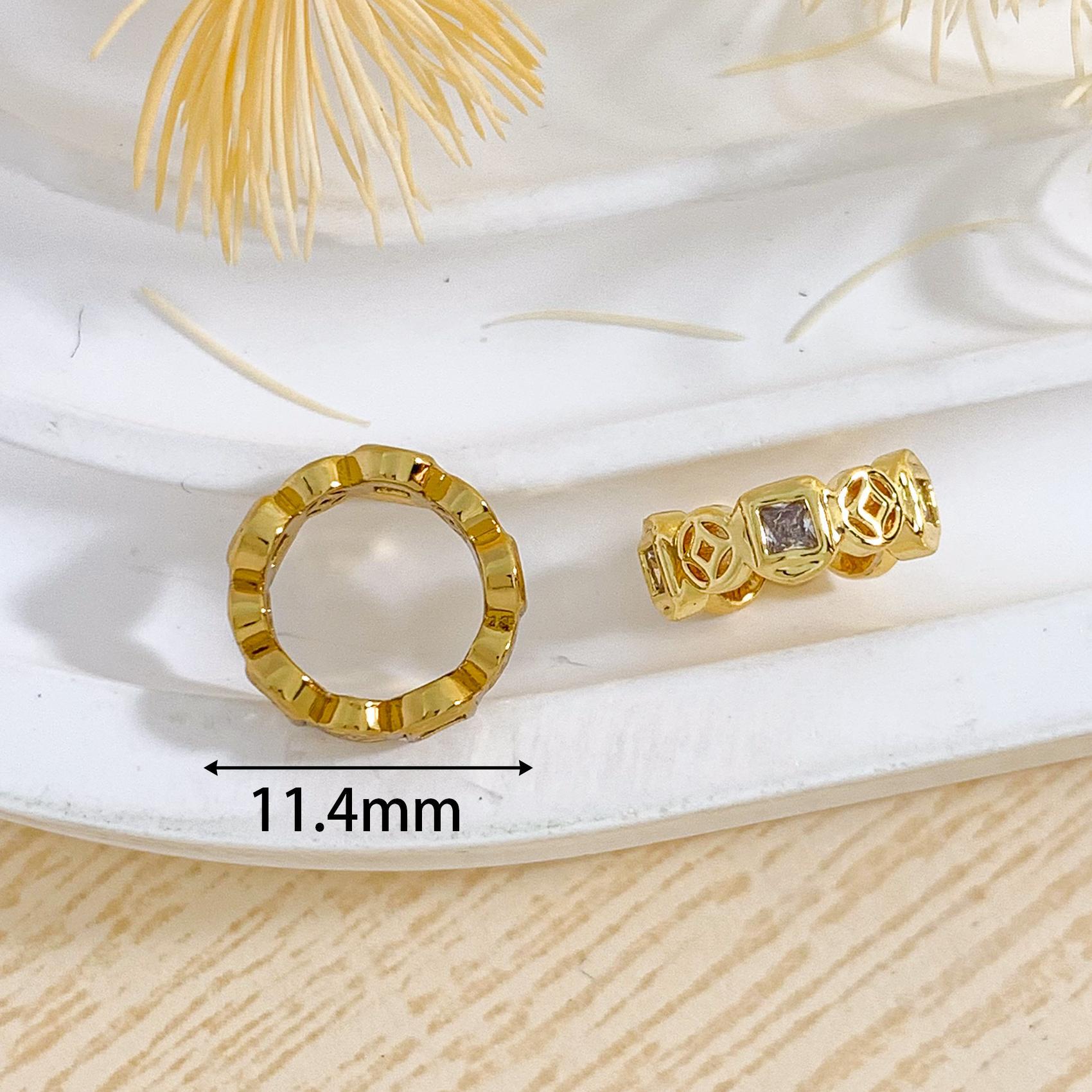 11:Cz370 copper coin ring beaded gold