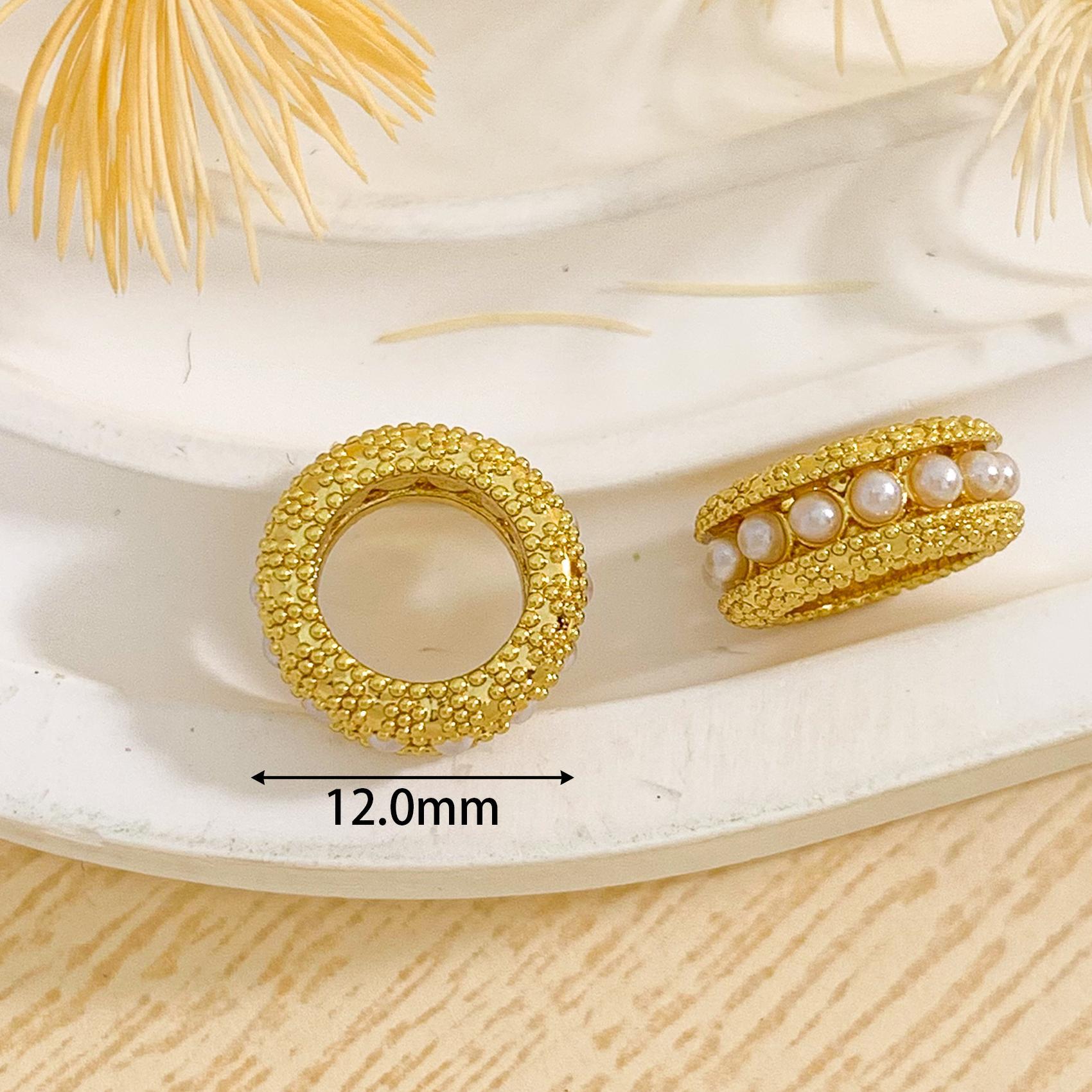 12:Cz376 ring pearl spacer beads gold