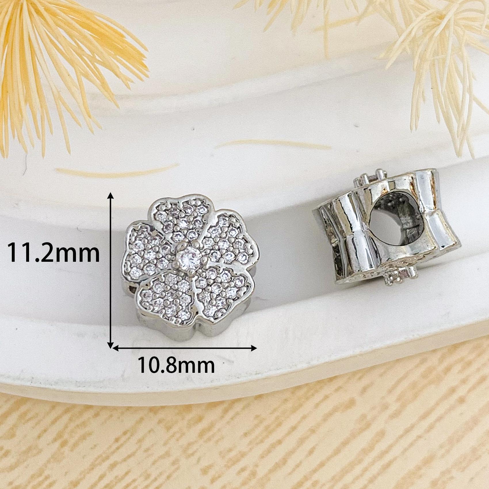 15:Cz720 five-petal flower beaded silver