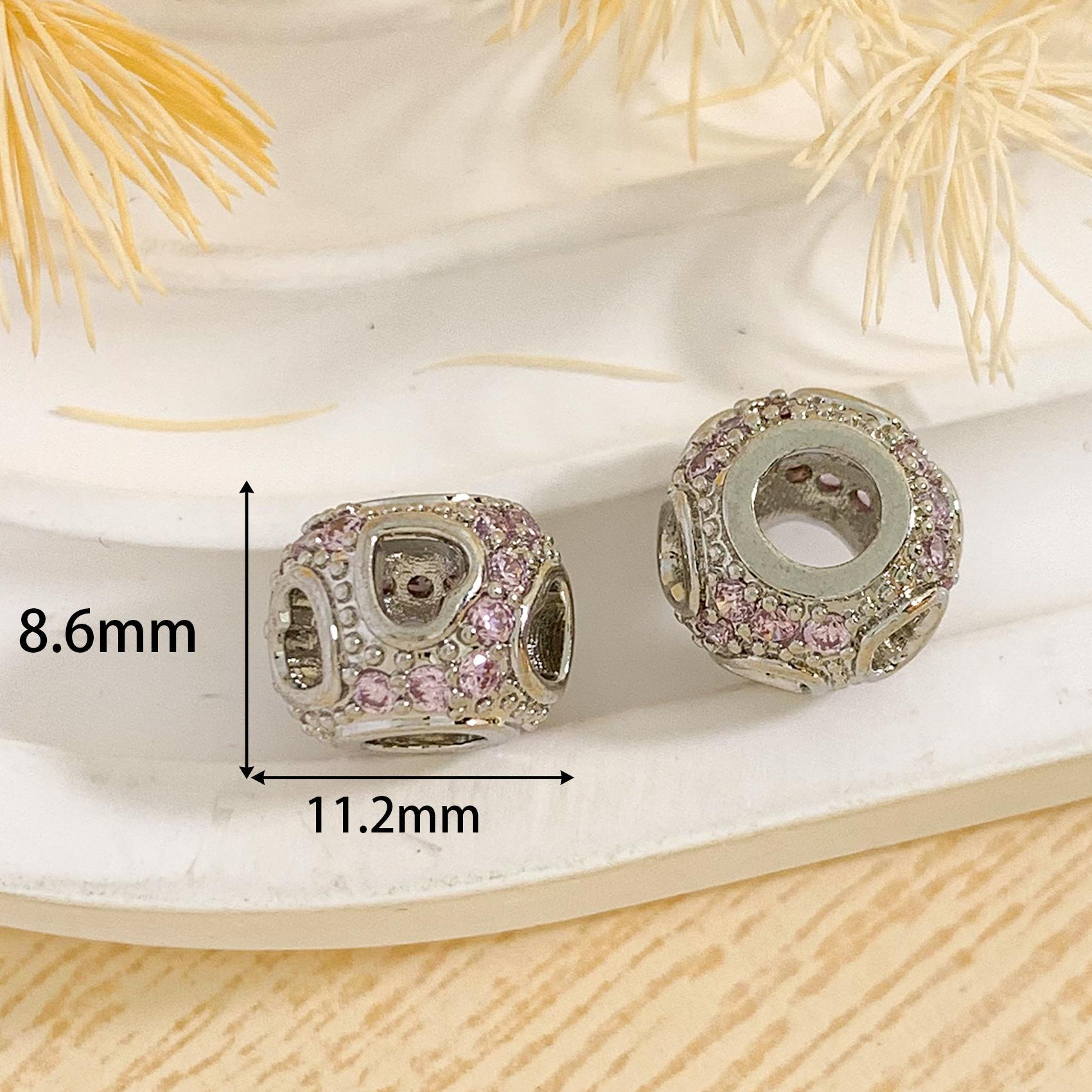 16:Cz721 hollow love beaded silver