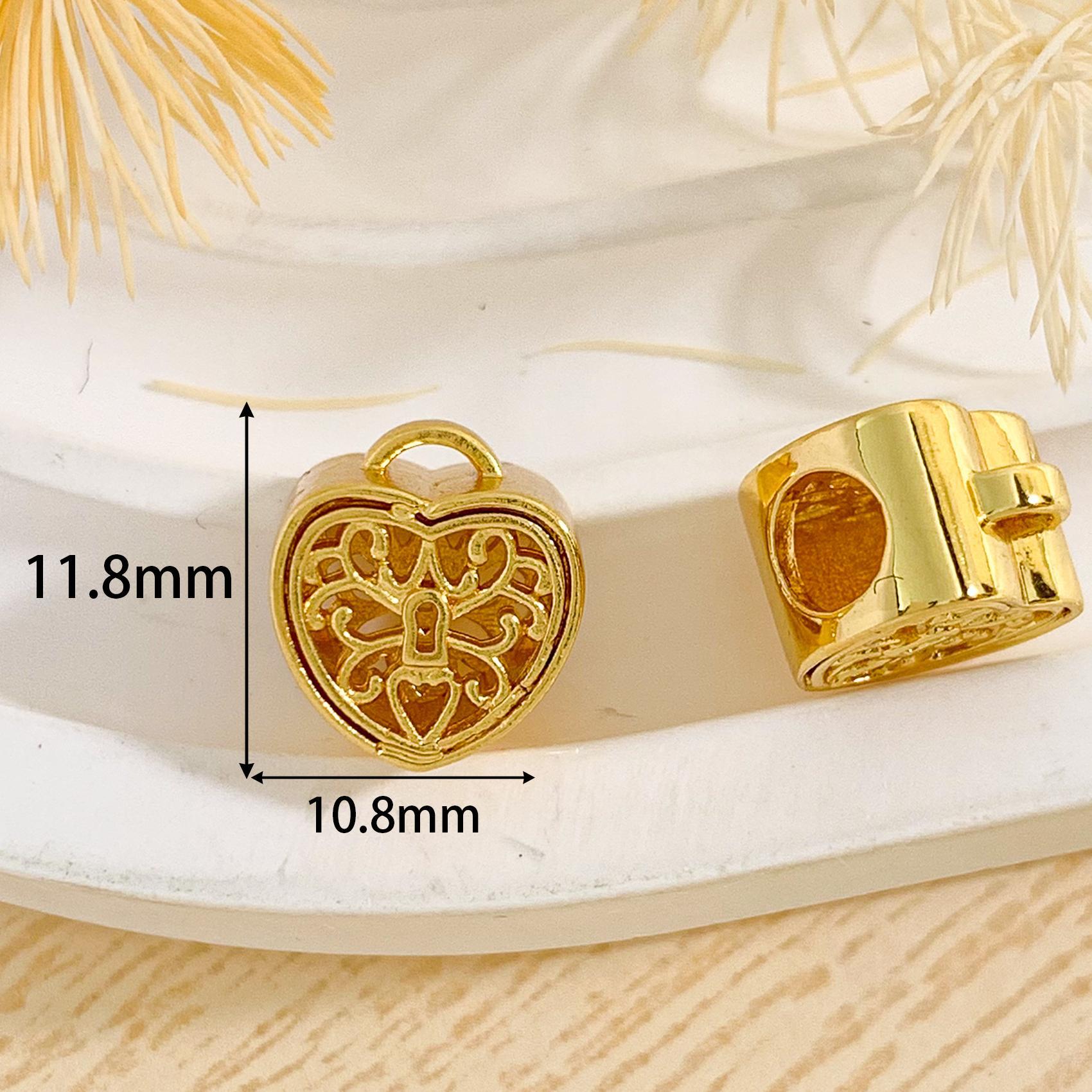 17:Cz722 hollow love large round hole beaded gold