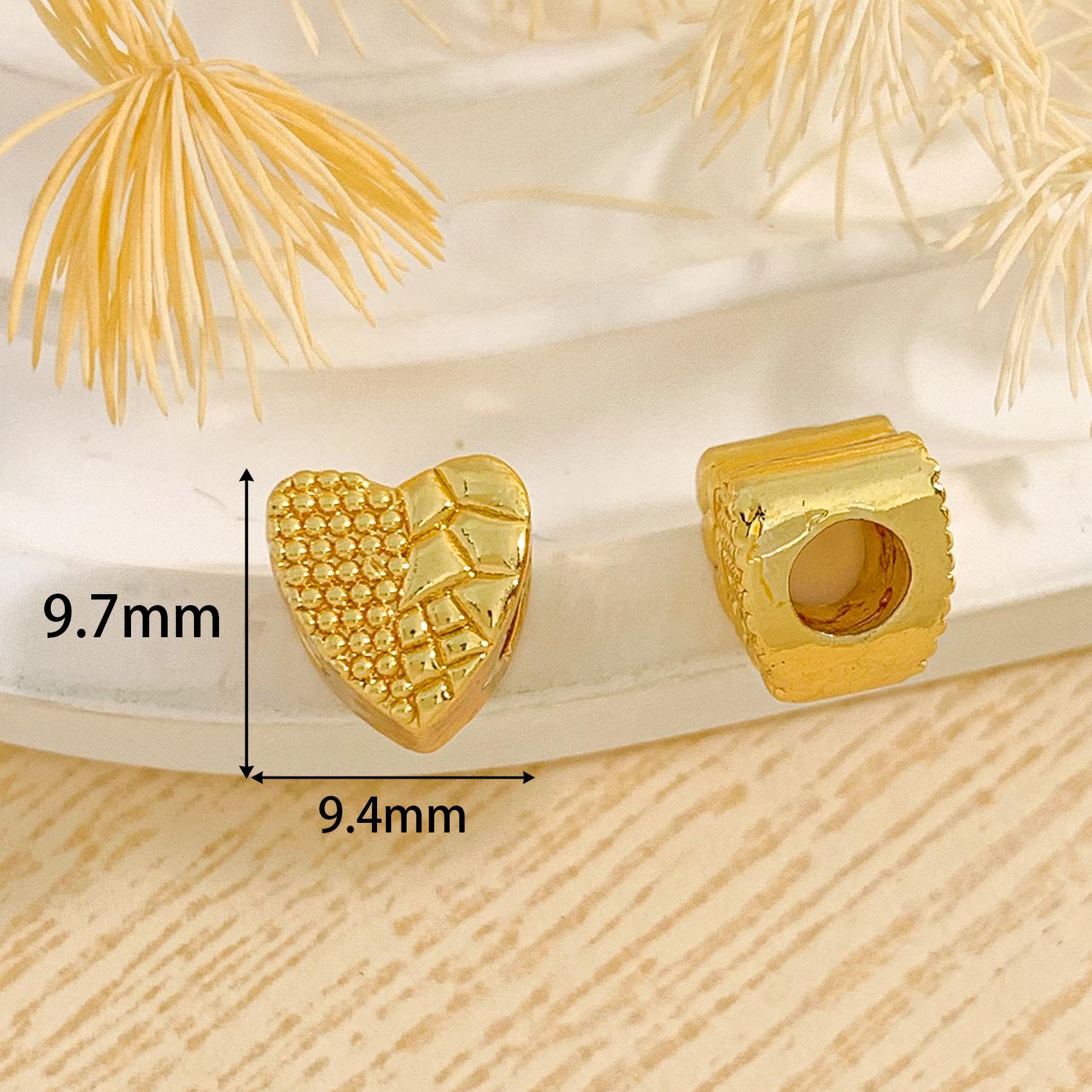 18:Cz723 double love big round hole beaded gold