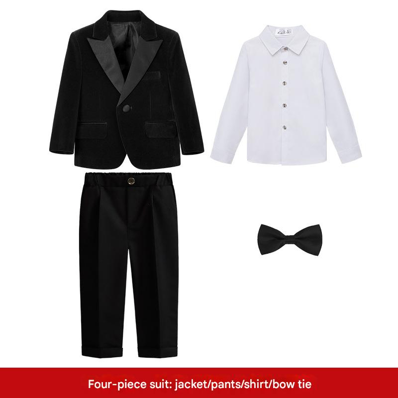 Black 4-piece set (shirt   jacket   trousers   bow tie)