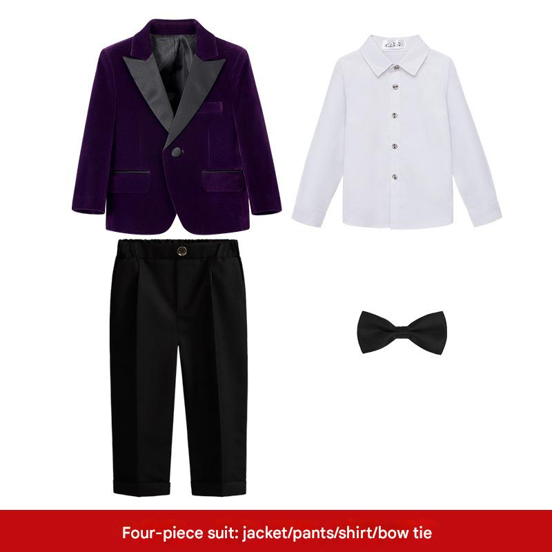 Purple 4-piece set (shirt   jacket   trousers   bow tie)