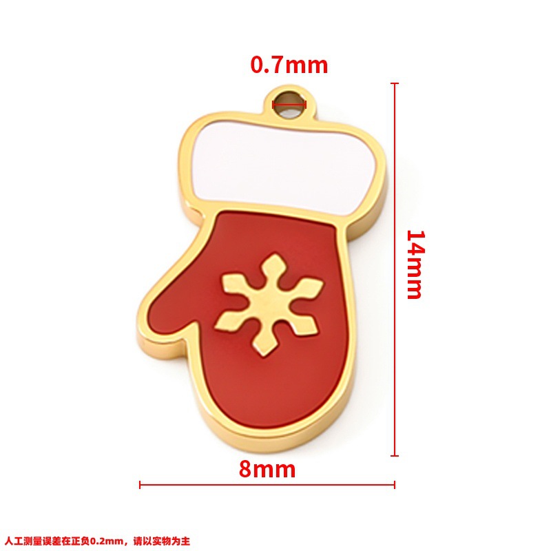 1:Vacuum plated 18k gold polished snowflake glove pendant 8x14mm