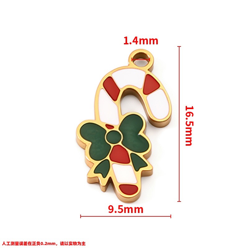 8:Vacuum plated 18k gold polished christmas stick pendant 14x15mm