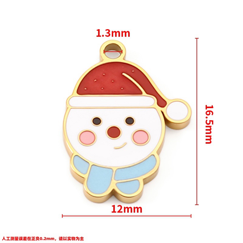 9:Vacuum plated 18k gold polished christmas snowman pendant 12x16.5mm