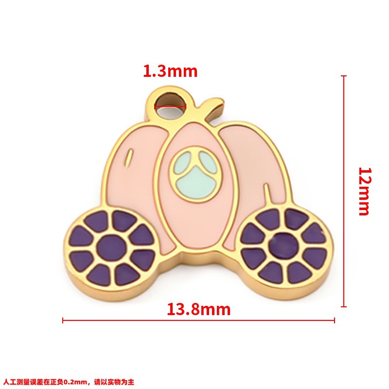 10:Vacuum plated 18k gold polished pumpkin car pendant 12x13.8mm