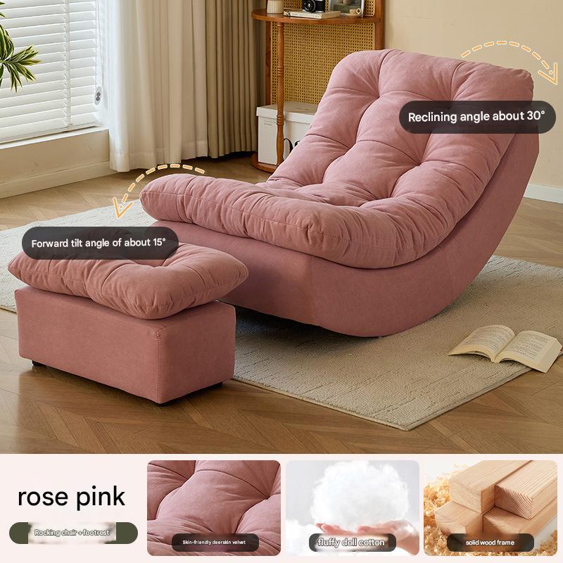 rose pink chair with footrest