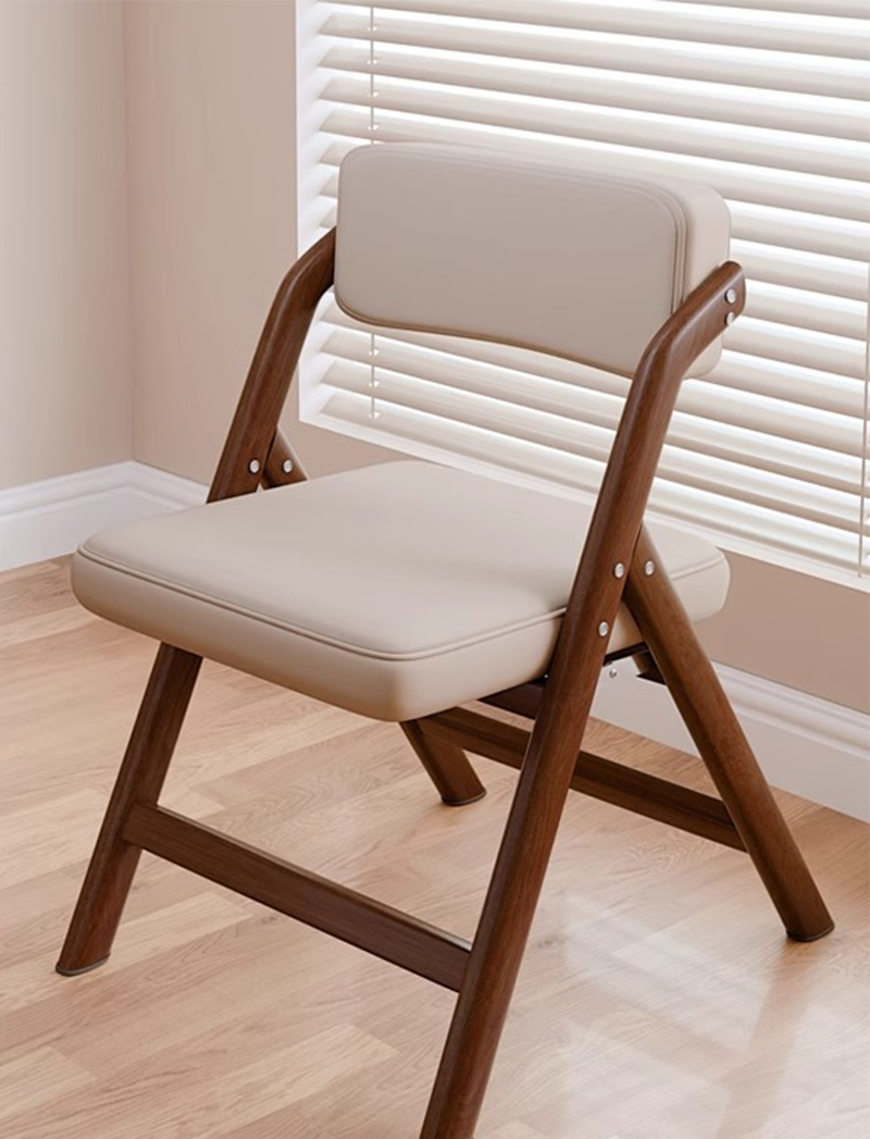 pu leather-light gray seat cushion-walnut frame