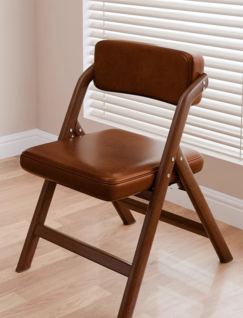 oil wax leather-brown seat cushion-walnut frame