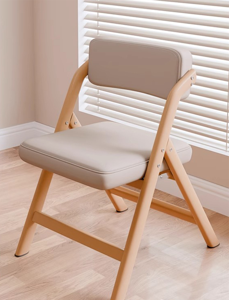 pu leather-light gray seat cushion-original wood color frame