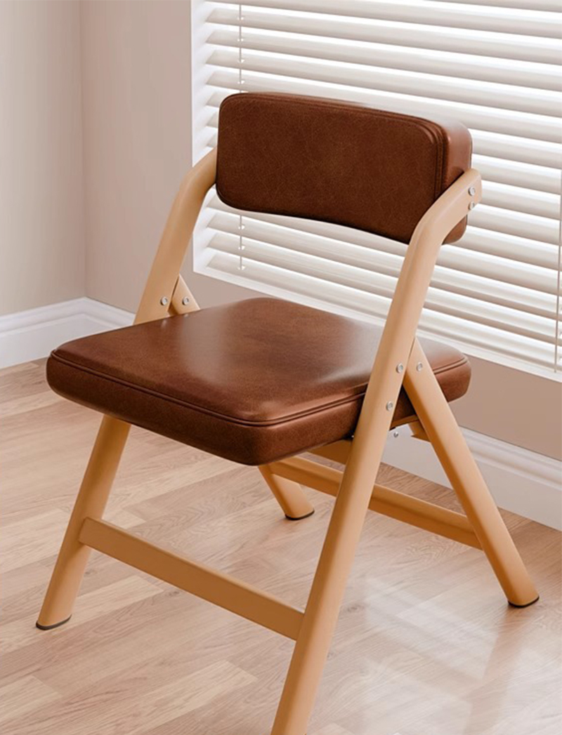 oil wax leather-brown seat cushion-original wood color frame