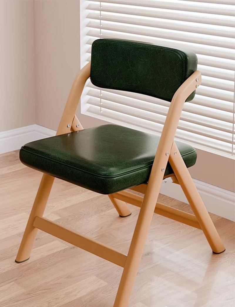 oil wax leather-medium green cushion-original wood color frame