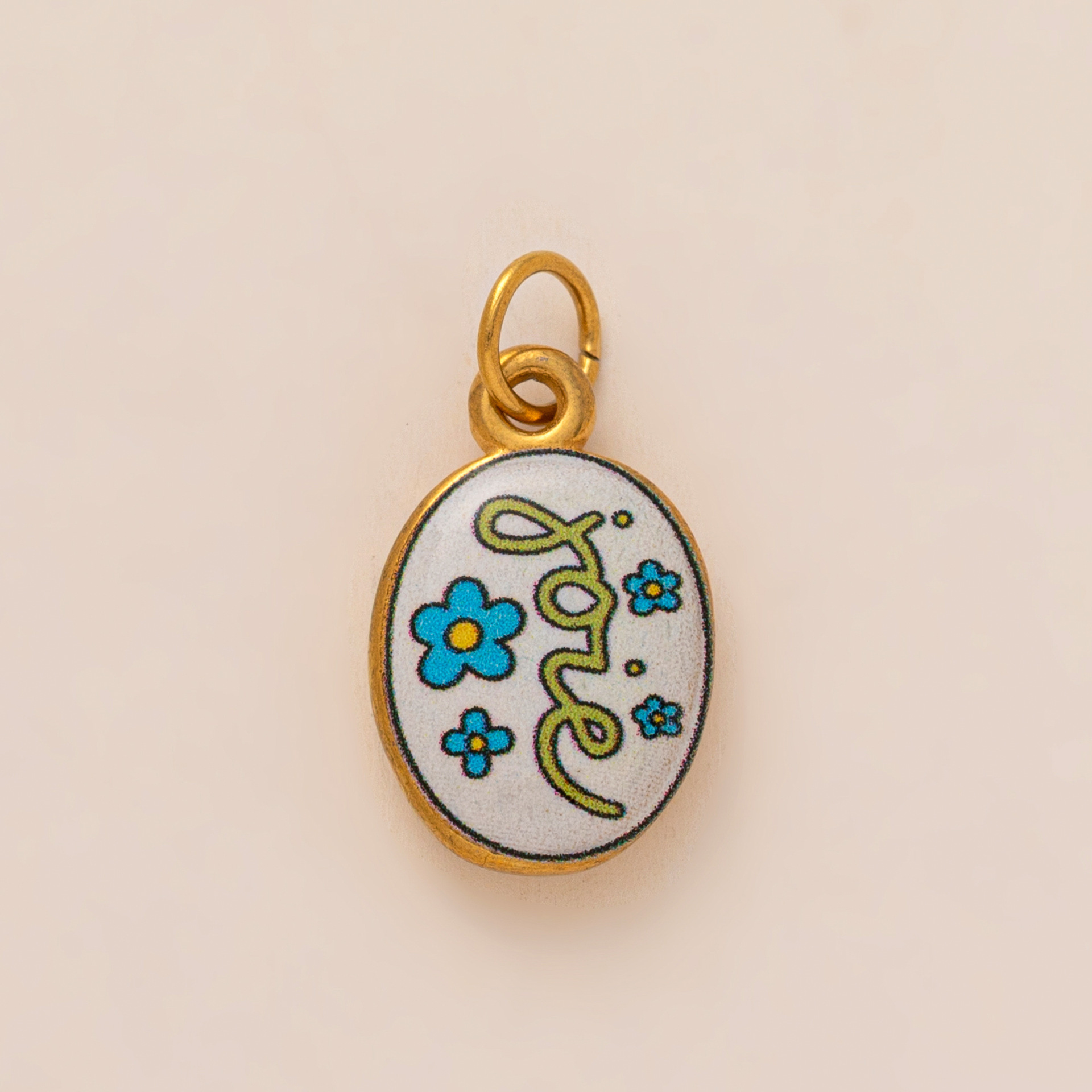 5:蓝色小花椭圆吊坠