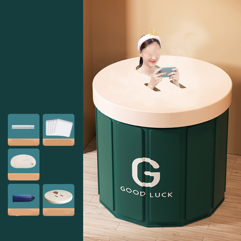 green bath bucket with thermal cover