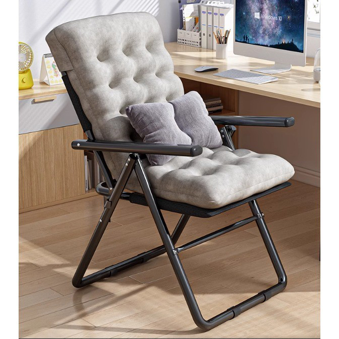 chair with pearl gray cotton pad and  pillow