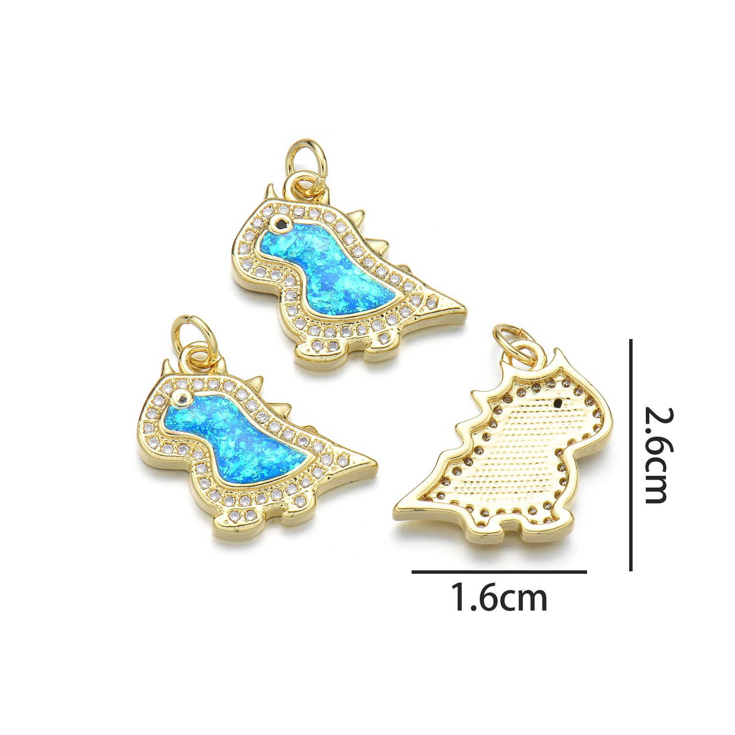 6:Dinosaur Pendant (Peacock Blue Opal)