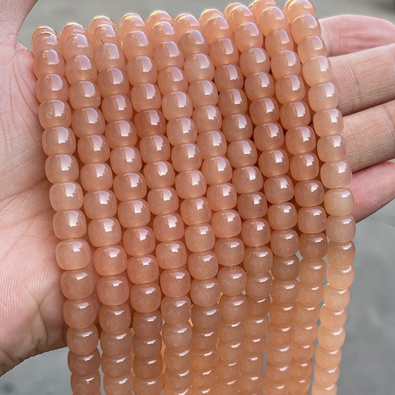 Lotus pink hetian jade chalcedony 7*8mm