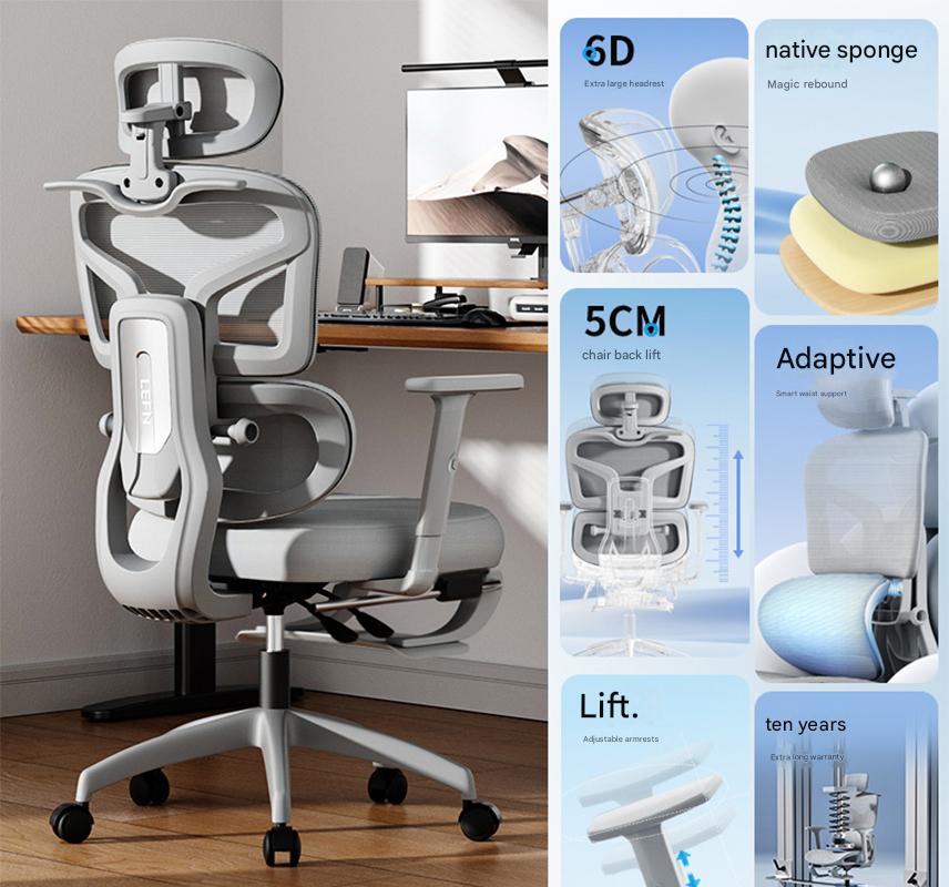 Gray frame gray mesh   sponge   footrest