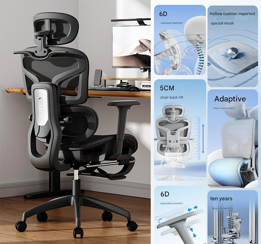 Black frame, black net   empty seat   foot rest