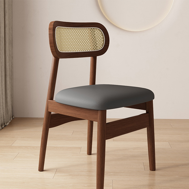 Walnut   dark gray leather