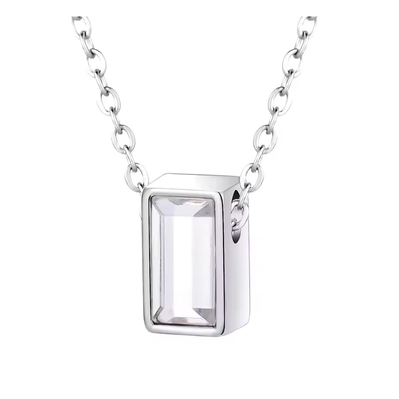 1:Silver square column pendant
