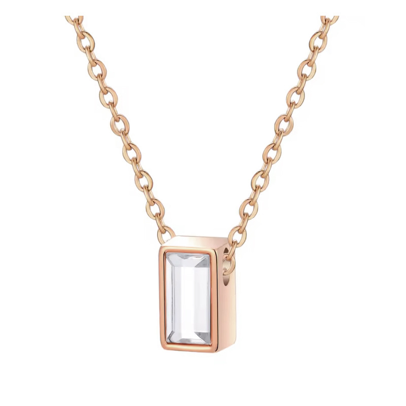 4:Rose gold square column pendant