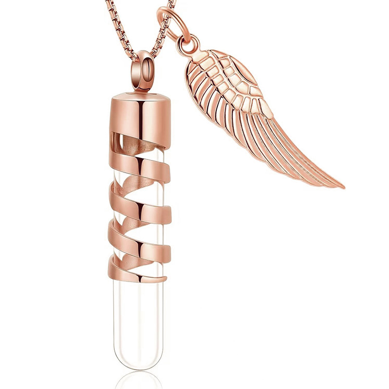 4:Rose gold fiberglass cylindrical pendant