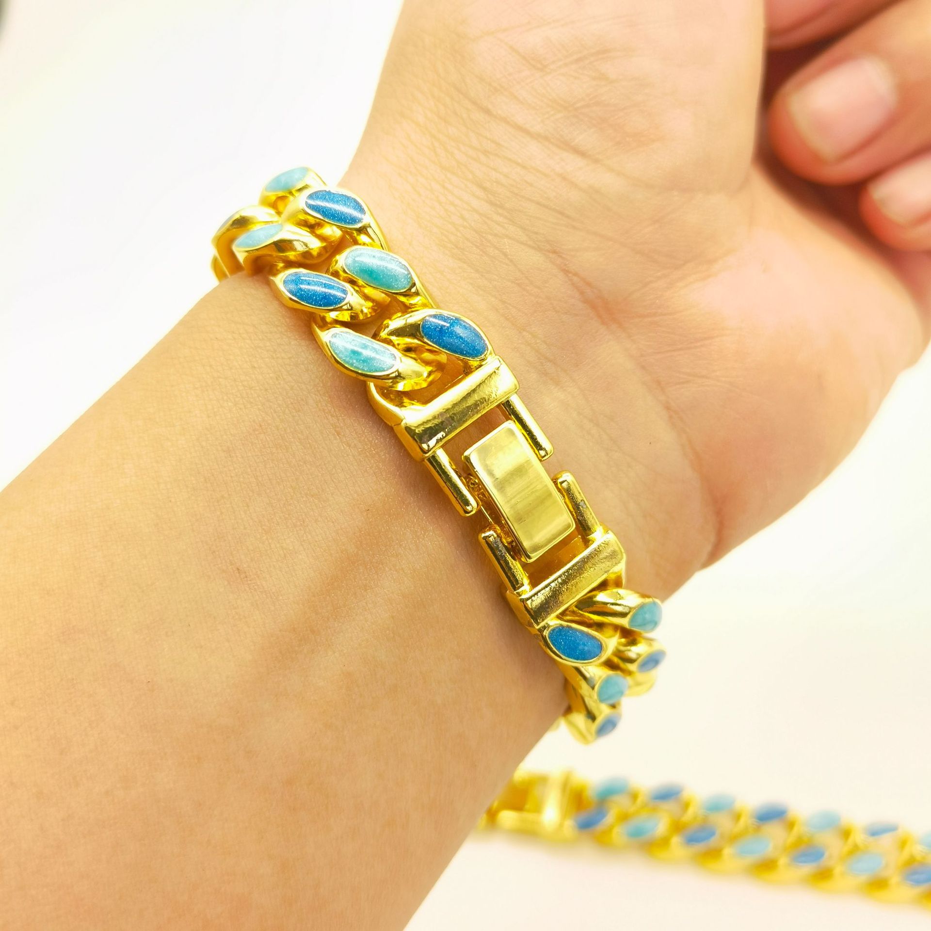 2:Gold 20cm blue and green (bracelet)
