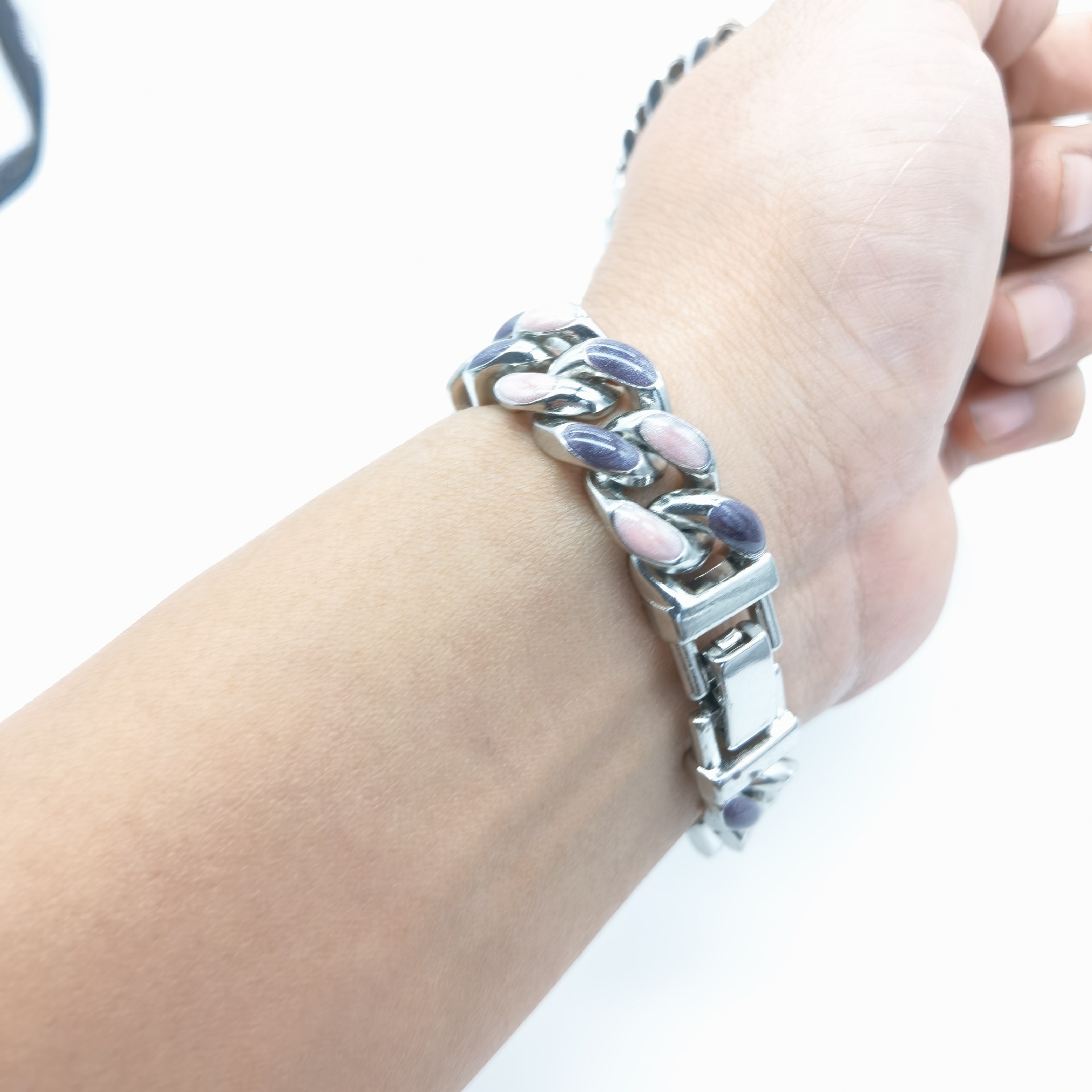 3:Silver 20cm purple pink (bracelet)