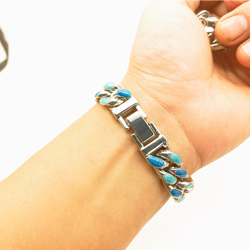 4:Silver 20cm blue-green (bracelet)