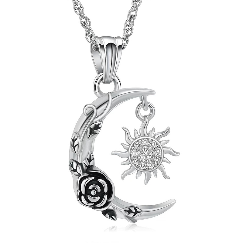 1:Silver moon sun diamond pendant