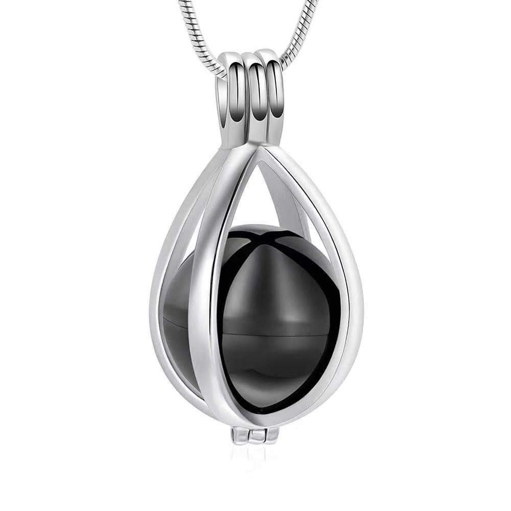 7:Silver black water drop hollow pendant