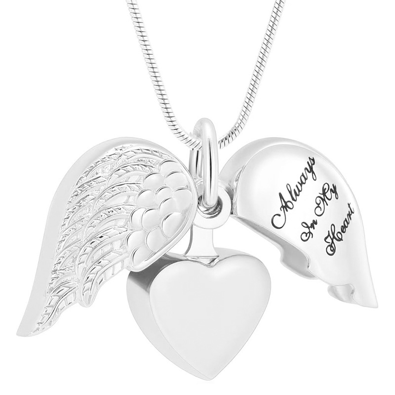 1:Silver heart shaped wings pendant