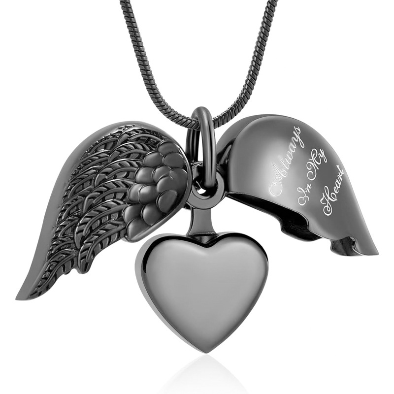 2:Black heart wings pendant