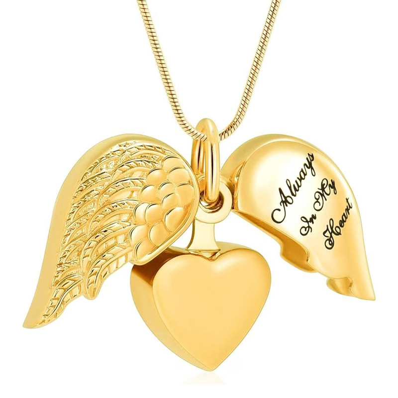 3:Gold heart shaped wings pendant