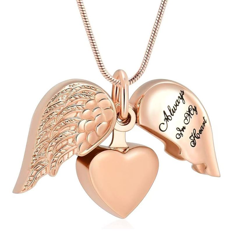 4:Rose gold heart shaped wings pendant
