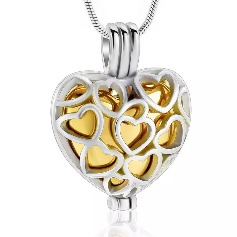 6:Silver gold hollow heart pendant