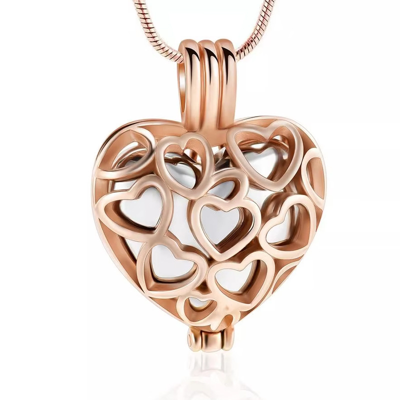 9:Rose gold silver hollow heart pendant