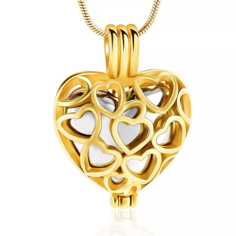 10:Gold silver hollow heart pendant
