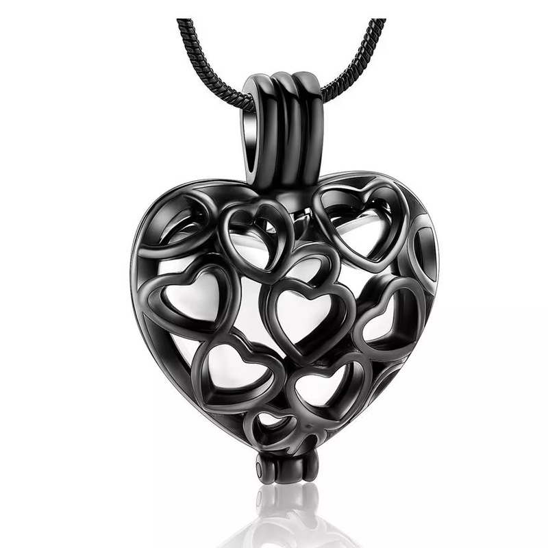11:Black silver hollow heart pendant