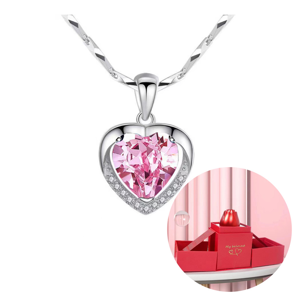 7:Eternal Heart Pink Diamond Rose lifting gift box