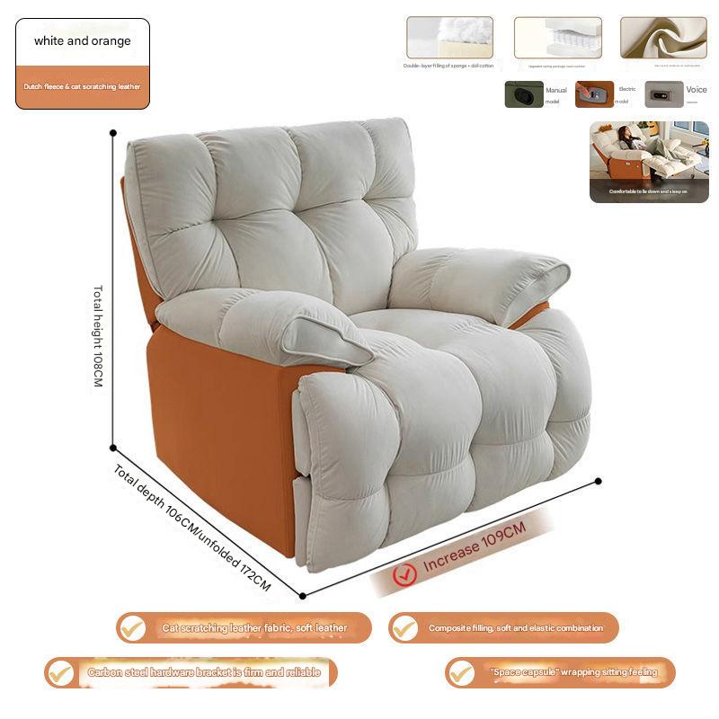 Light luxury orange cat claw leather and off-white dutch velvet - big mac style