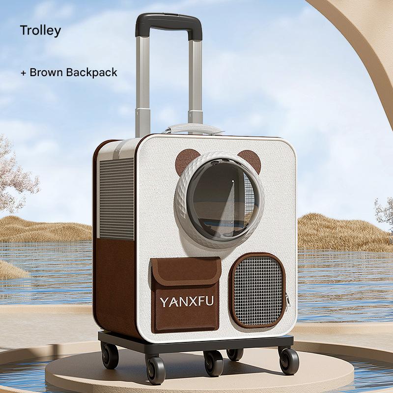 [with Retractable handle] breathable mesh backpack (milk coffee)