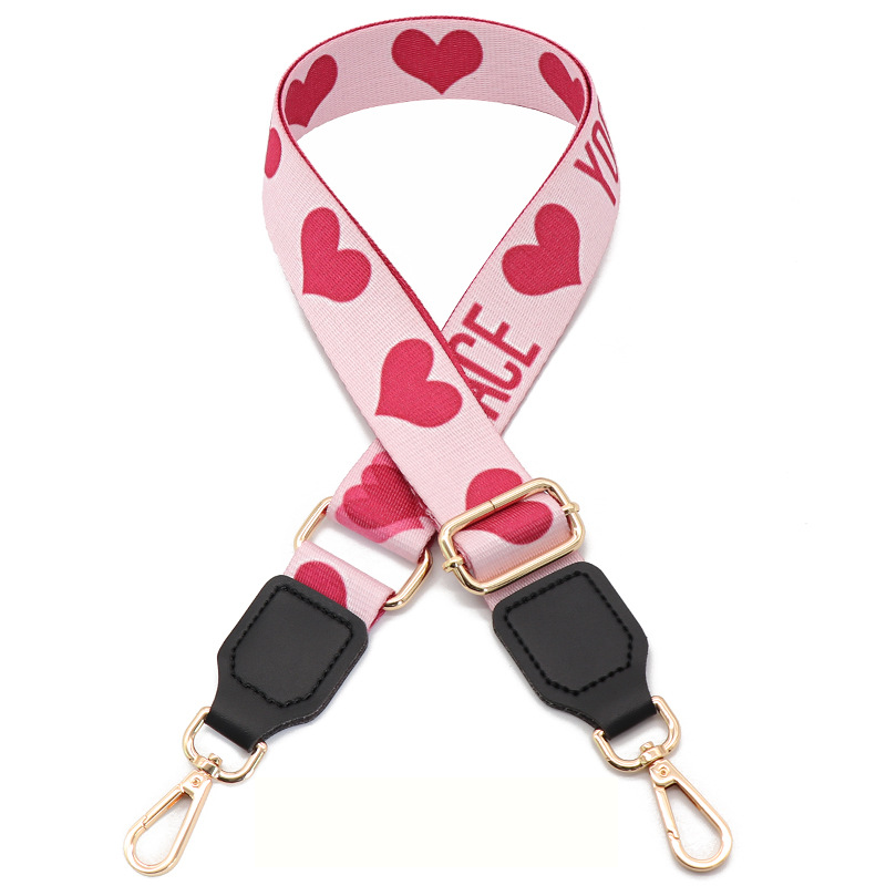Pink Heart-Black Leather-Gold Hook