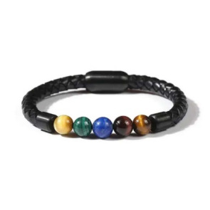 14:Colorful stone leather bracelet
