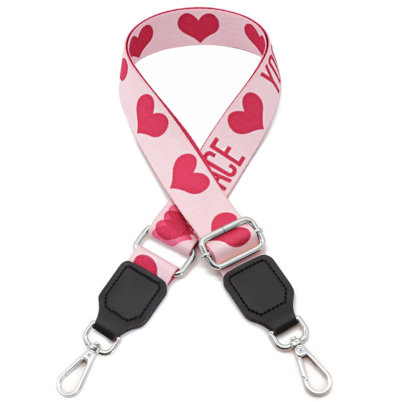 Pink Heart-Black Leather-Silver Buckle